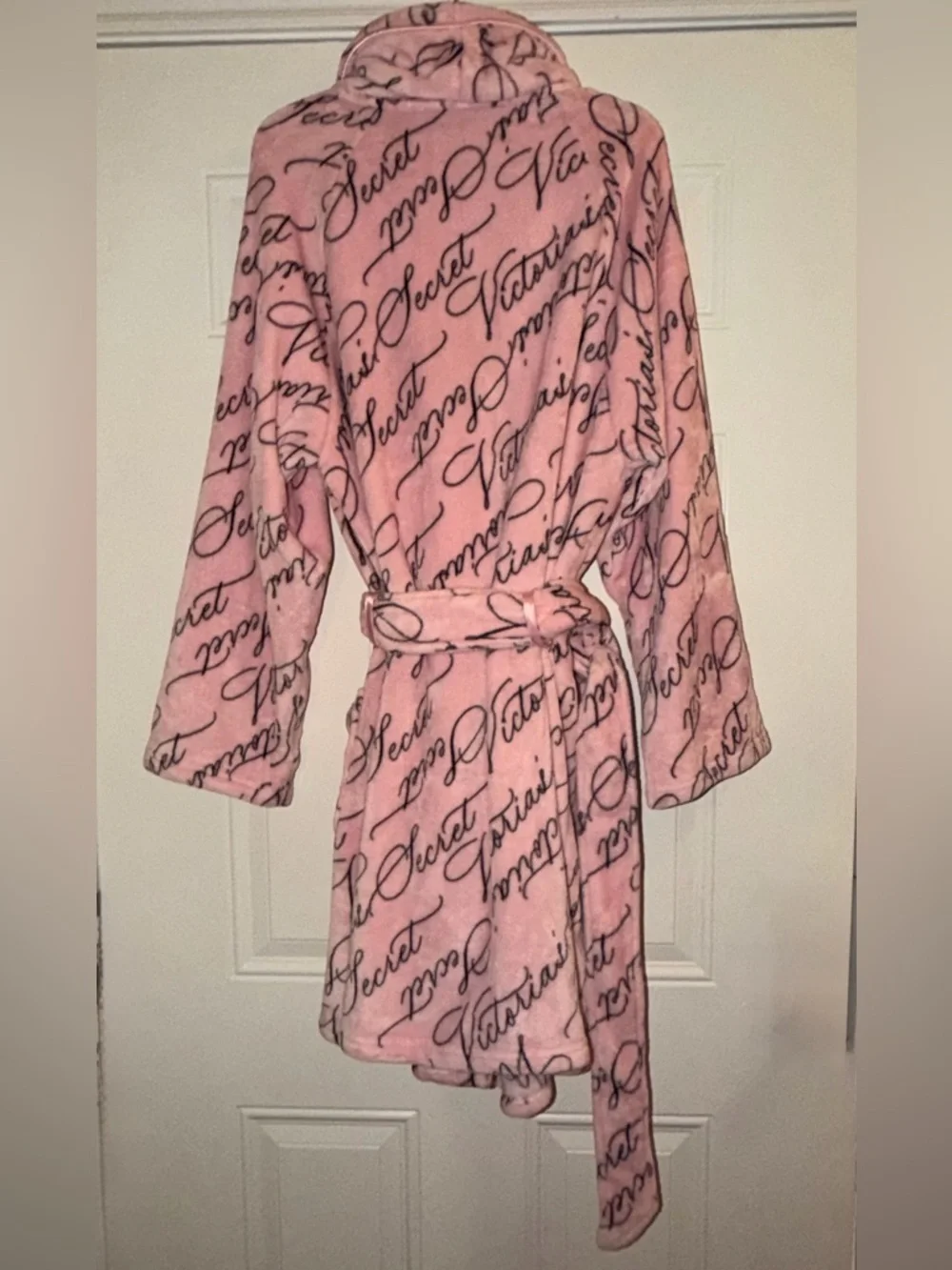 Victoria’s Secret Luxe Plush Pink Script Logo Robe XL XXL Cozy Soft - Picture 5 of 7